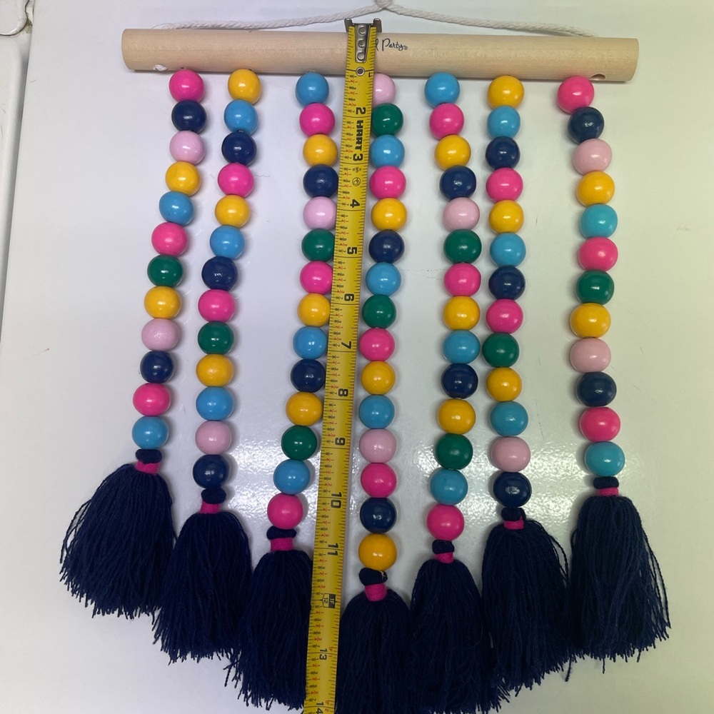 Colorful Beaded Wall Hanging with Tassels - Picture 4 of 5